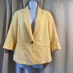 Kasper Womens Yellow 3/4‎ Sleeve Blazer Jacket Business Casual Size 12